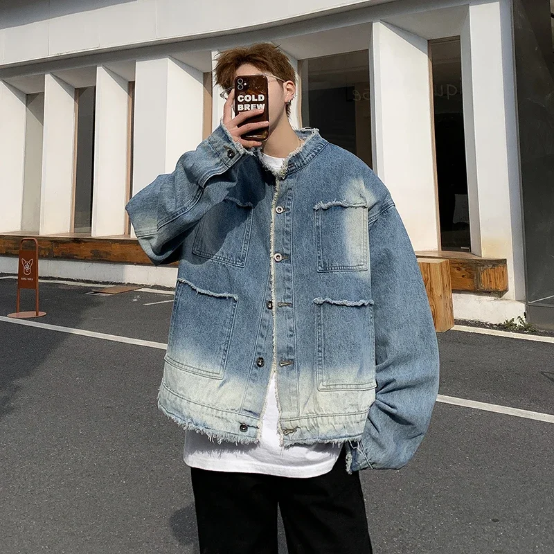 Mens Fashion Denim Jacket - Chaqueta Vaquera Retro Americana Estilo Hip