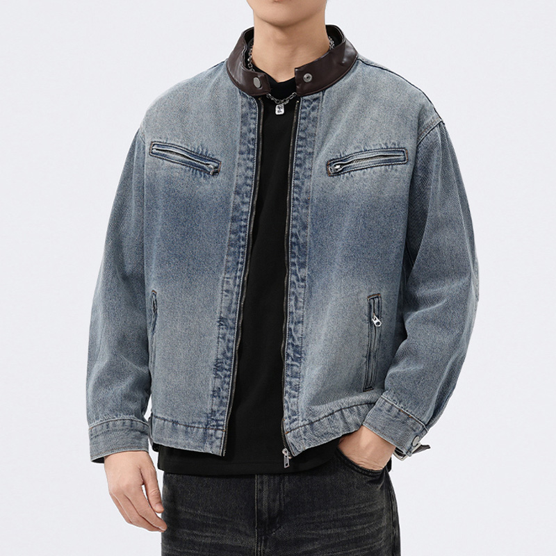 Mens Fashion Denim Jacket - Chaqueta vaquera de hombre con cuello