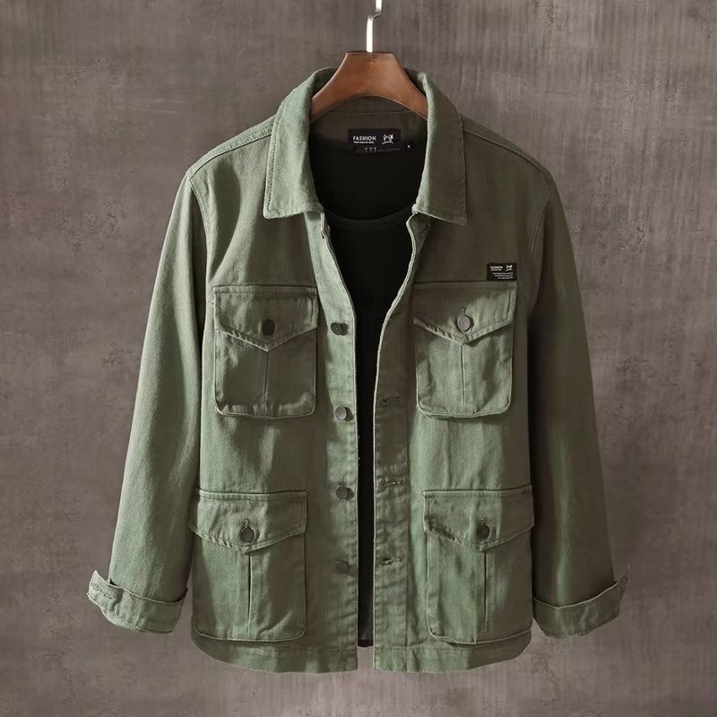 Mens Fashion Denim Jacket - Chaqueta holgada informal para hombre, chaqueta