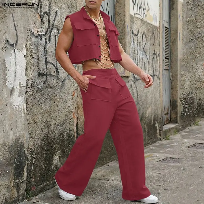 Mens Fashion Clothes - Conjuntos INCERUN para Hombre, Camiseta sin