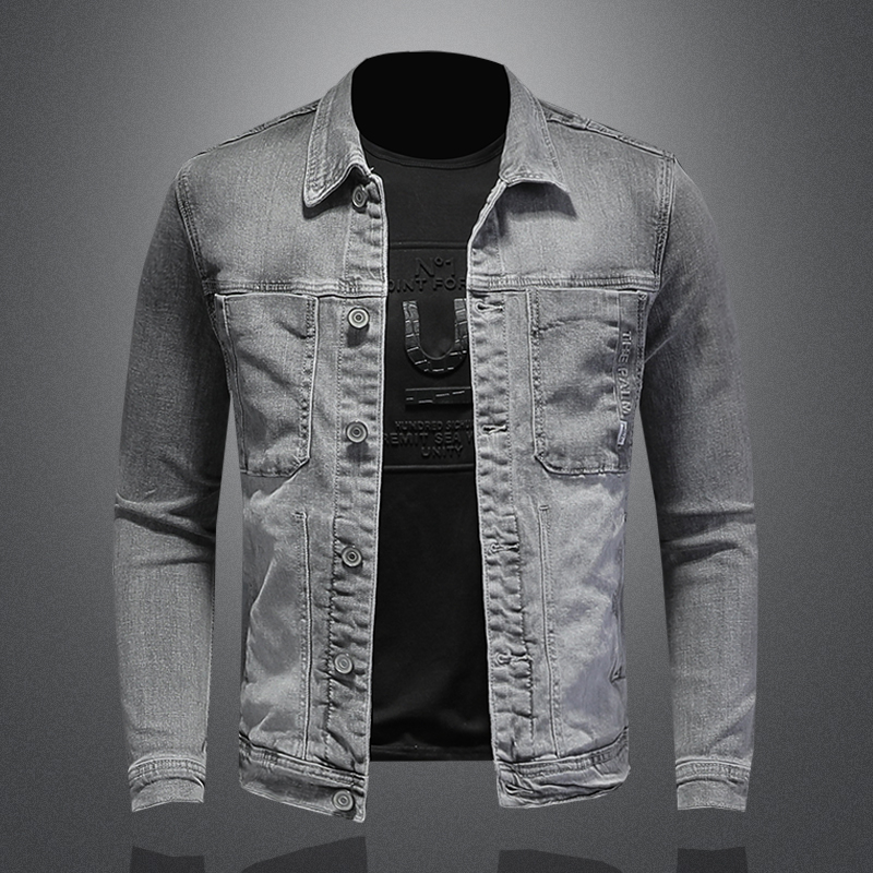Mens Fashion Denim Jacket - Chaqueta vaquera de algodón para hombre,