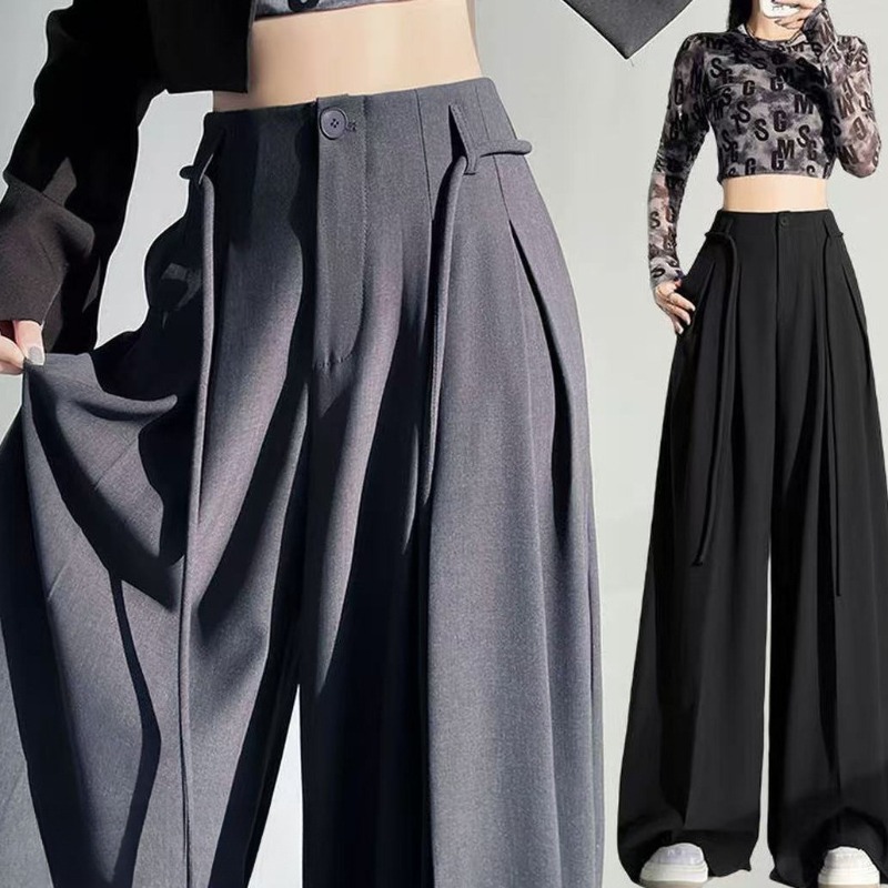 Men'S Fashion Looks 2026 - Pantalones Anchos Plisados con Cordón Ajustable,