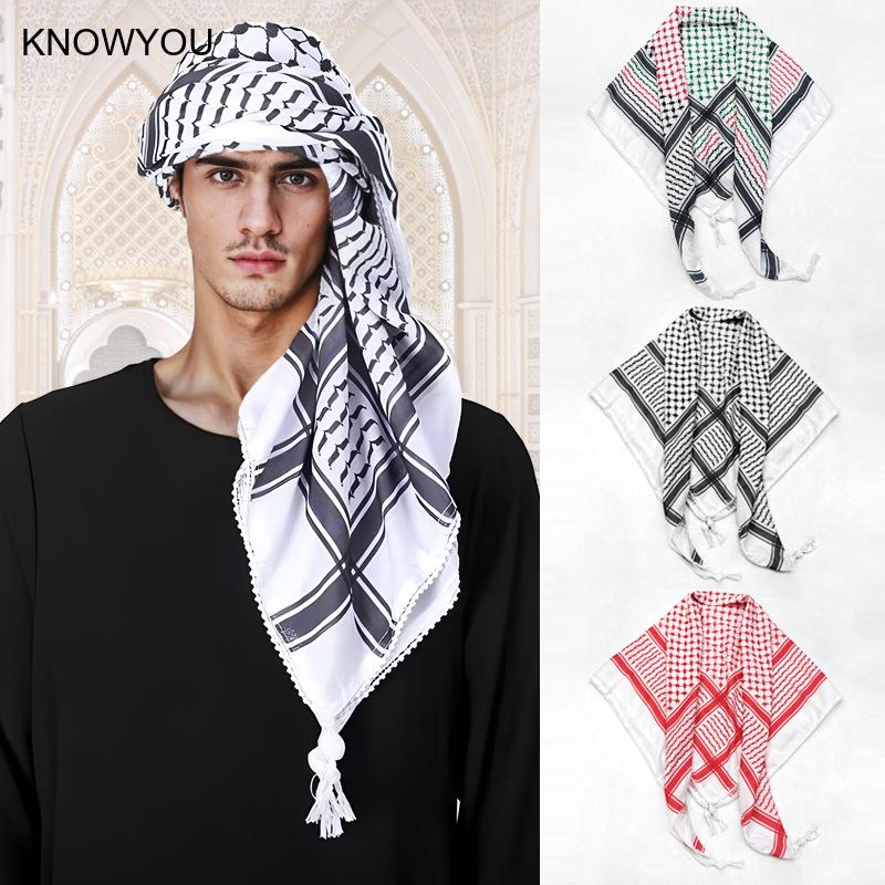 Men'S Fashion Head Scarf - Keffiyeh árabe musulmán Hijab Shemagh pañuelo