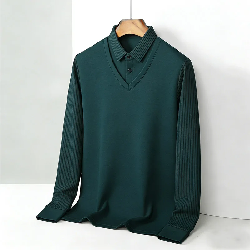 Mens Fashion Top - Blusa de dos piezas falsa con