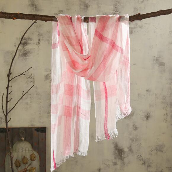 Men'S Fashion Head Scarf - 100% de lino a cuadros con
