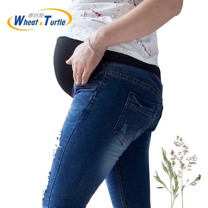 Skinny Jeans Ripped - Pantalones Vaqueros de Maternidad de Algodón,