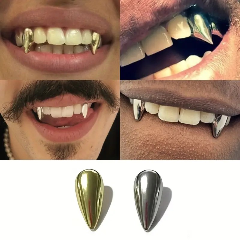 2 colmillos dorados y plateado - Men'S Fashion Everyday reseña y precio