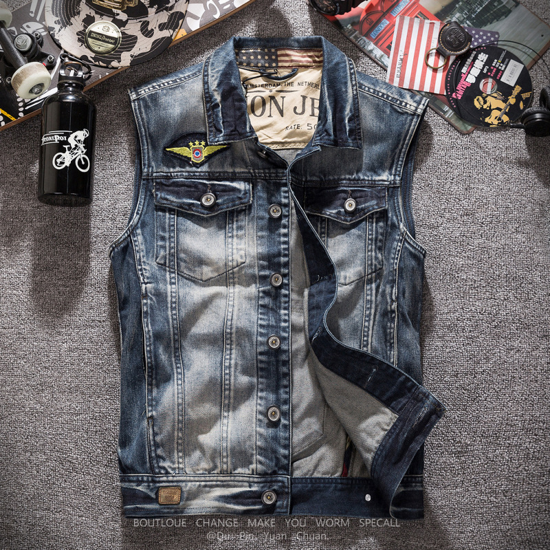 Nuevos Chalecos Vaqueros Retro - Mens Fashion Denim Jacket reseña y precio